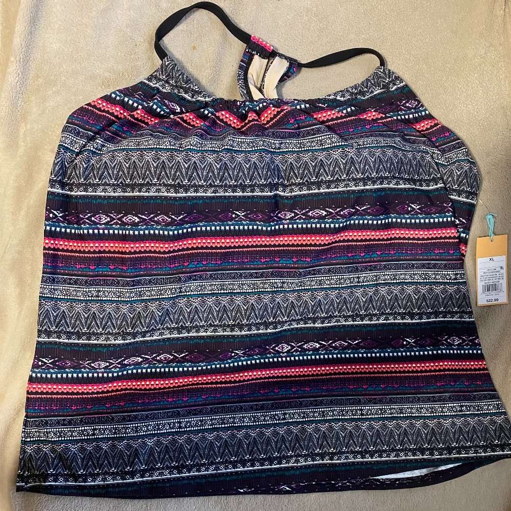 Women's Striped Racerback Tankini Top - Kona Sol Multi XL - New with Tags (NWT)
